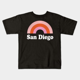 San Diego, California - CA Retro Rainbow and Text Kids T-Shirt